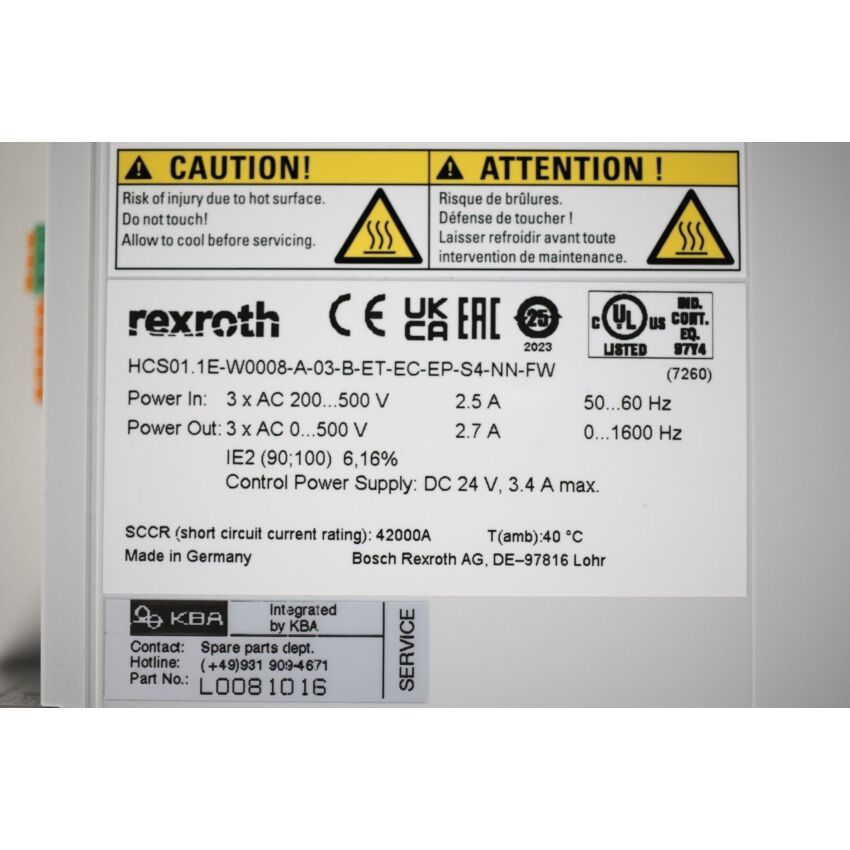 INDRADRIVE CS HCS01.1E-W0008-A-03-B-ET-EC-EP-S4-NN-FW