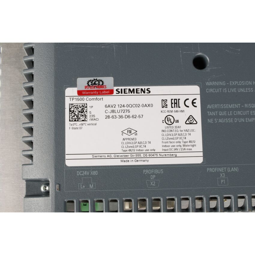 SIMATIC TP1500 COMFORT 6AV2 124-0QC02-0AX0