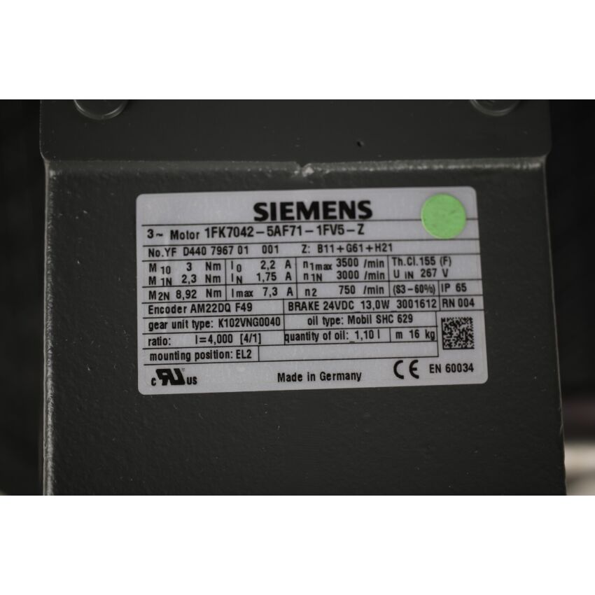 1FK7042-5AF71-1FV5-Z Z=B11+G61+H21 (I=4,000) (GREEN)