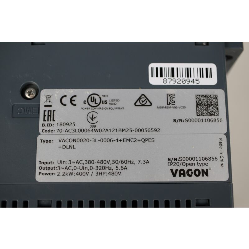 VACON0020-3L-0006-4+EMC2+QPES+DLNL